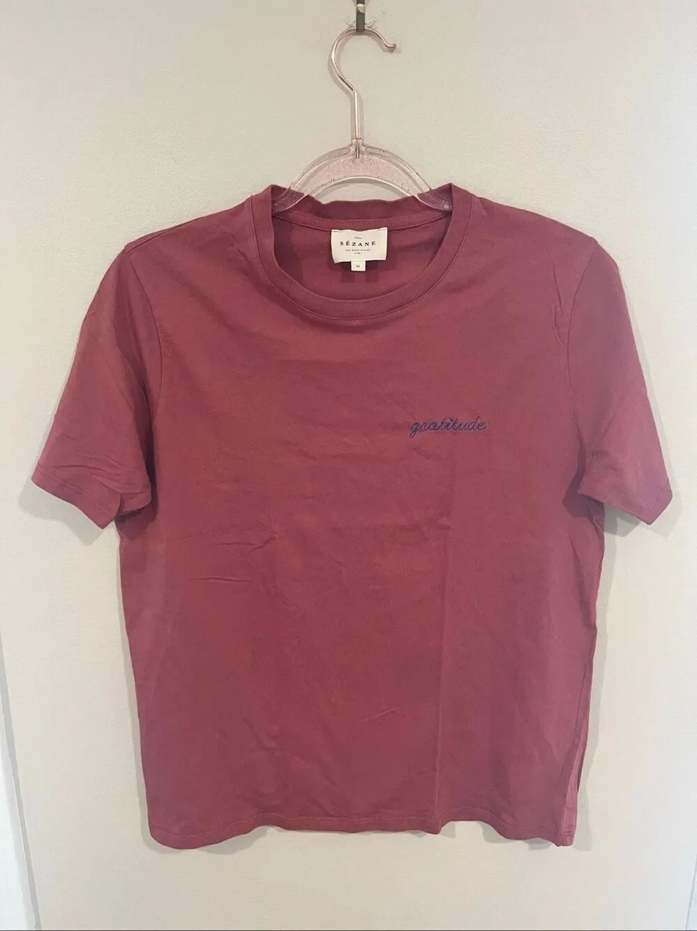 Sezane Red Tshirt "Gratitude" M Womens